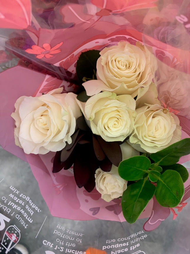 Fresh flower bouquet - White Roses and Greenery for any occasions Mother Day and Father Day