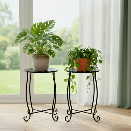 Side Tables, Weather Resistant Metal Patio Side Table, Small Round Outdoor End Table Side Table for Patio Yard Porch Balcony Garden Bedside, Plant Stand for Indoor Outdoor