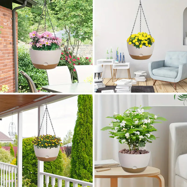 白色吊盆，適用於室內外家居裝飾、門廊和陽台植物或花卉裝飾