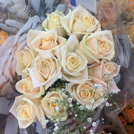 Elegant Roses with baby breath Bouquet Valentines Fresh Cut Floral Arrangement 12 Stems for any Events and Occasions