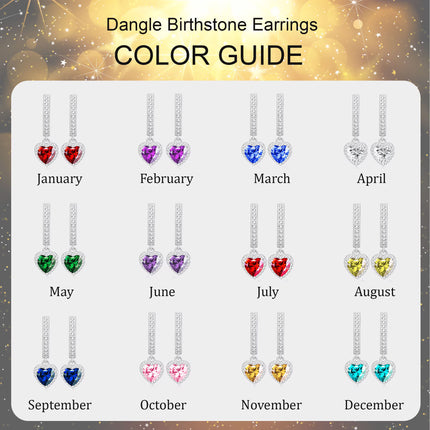 18K White Gold Plated Love Heart Drop Earrings for Women Girls S925 Sterling Silver Post April Birthstone Earrings with CZ Birthday Graduation Jewelry Gifts Teen Her Mom Adults Kids Ideas