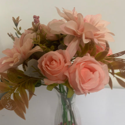 Fake Silk Dahlias with Roses per bundle in assorted color