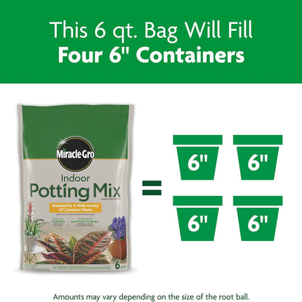 Indoor Potting Mix, Blended for a Variety of Houseplants, Feeds for up to 6 Months, 6 qt